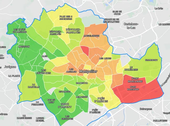 Estimation immobilière Montpellier par prix du m2 quartier par quartier